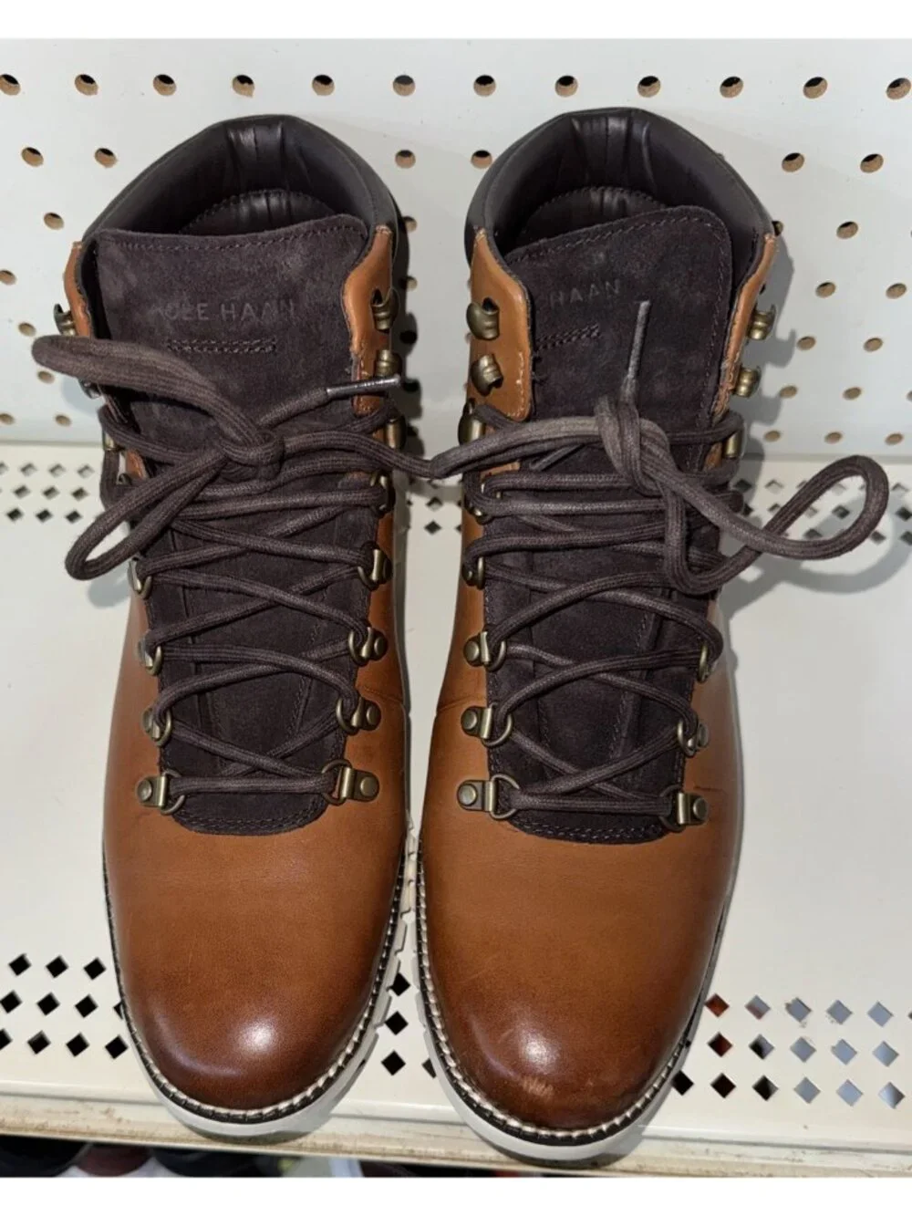 Cole Haan Zerogrand Casual Hiker Mens Leather Hiking Boots Size 9.5 British Tan